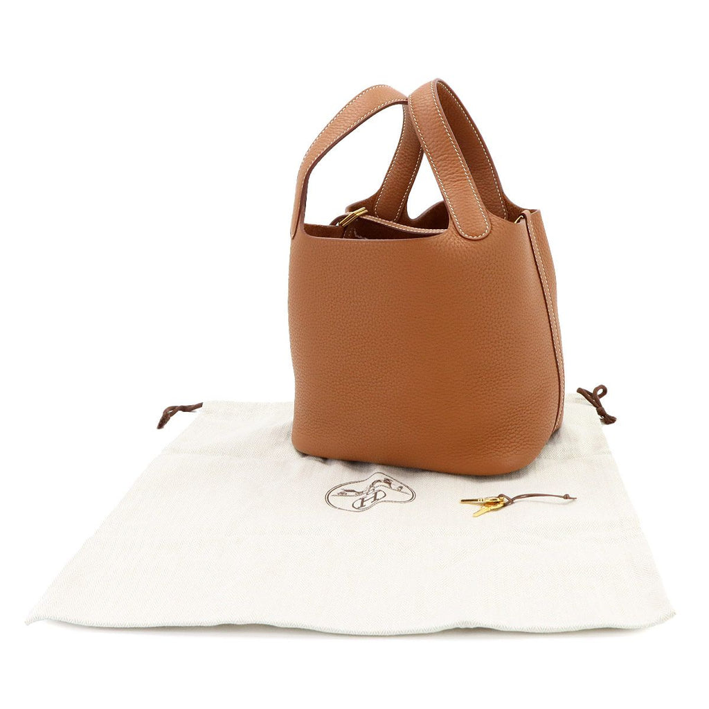 Hermes Picotin Lock PM Hand Bag Taurillon Clemence Gold — view 2