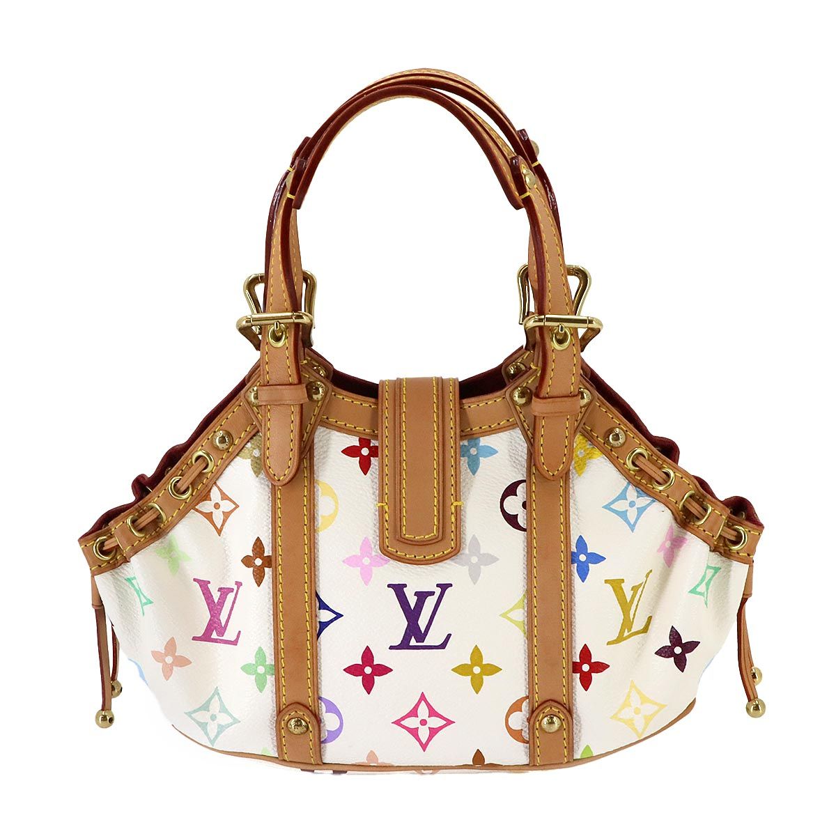 Louis Vuitton Monogram Multicolor Theda Hand Bag Blanc Gold PM — view 3