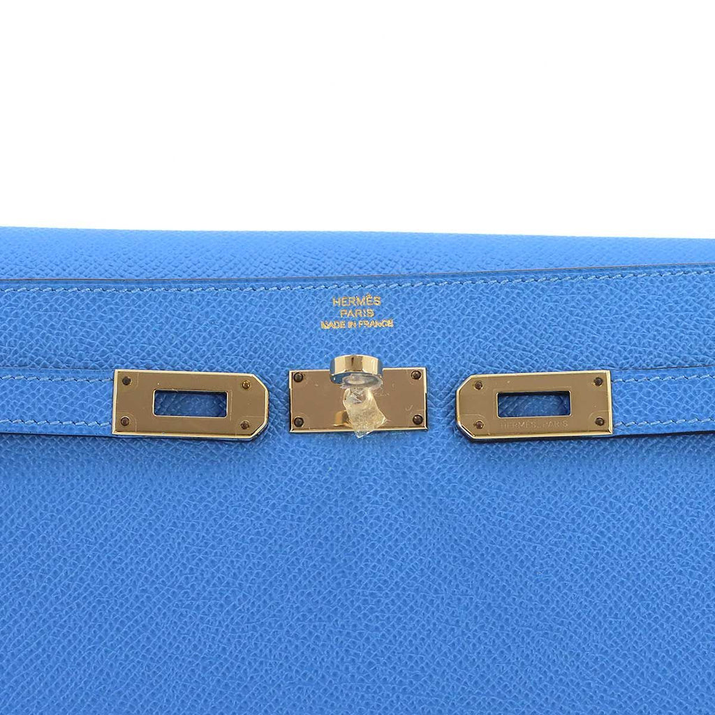Hermes Kelly Wallet Bifold Epsom Blue Paradise Gold — view 8