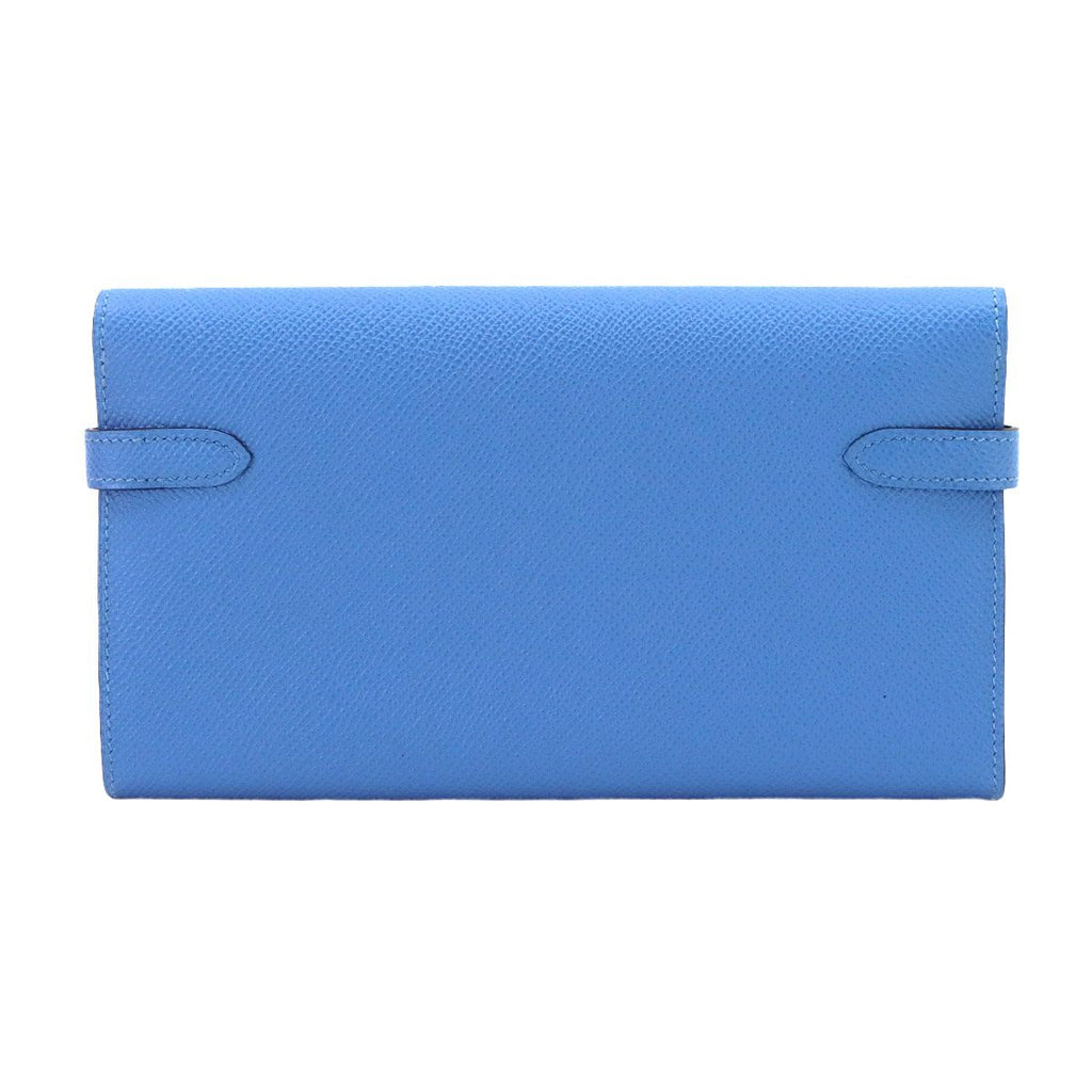 Hermes Kelly Wallet Bifold Epsom Blue Paradise Gold — view 3