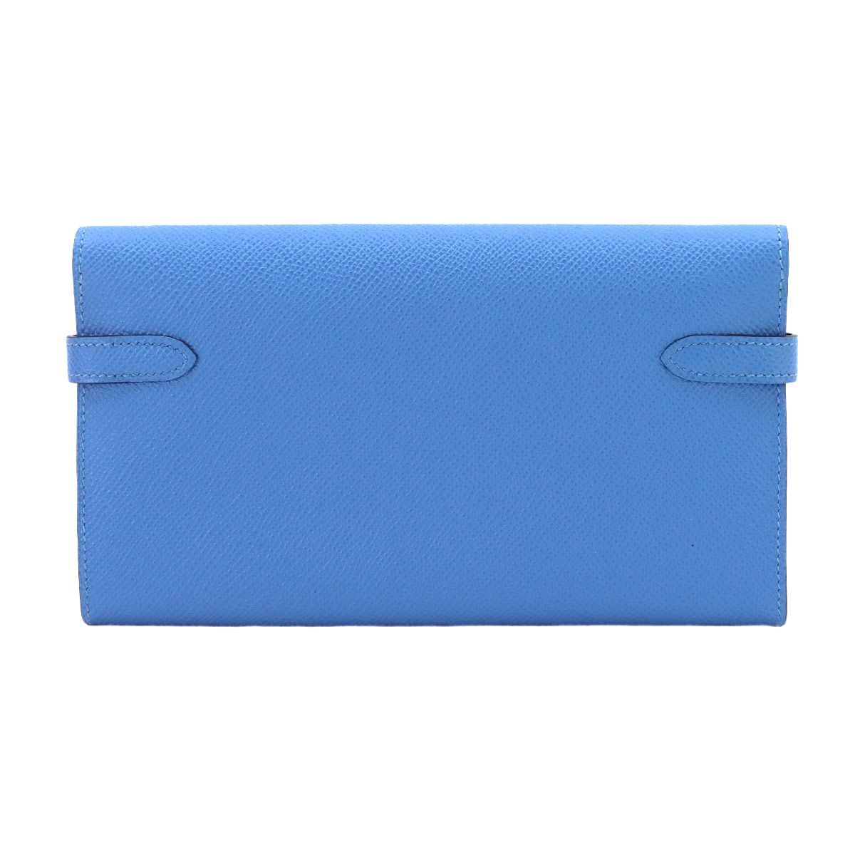 Hermes Kelly Wallet Bifold Epsom Blue Paradise Gold — view 3