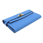 Hermes Kelly Wallet Bifold Epsom Blue Paradise Gold — view 4
