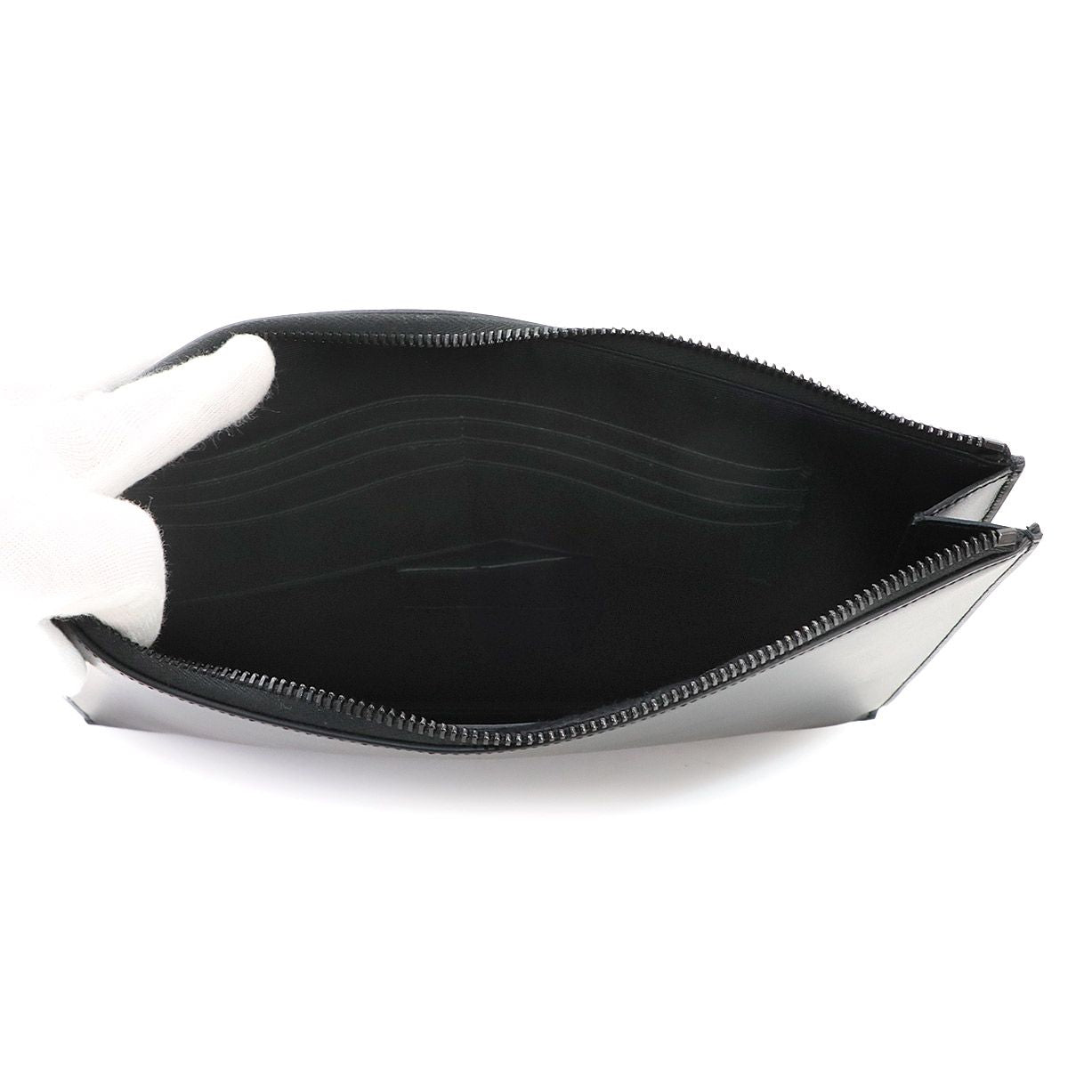 Saint Laurent Clutch Multi Case Leather Black Silver — view 6