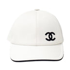 Chanel Cap Cotton White Baseball Cap Hat CC Logo — view 2