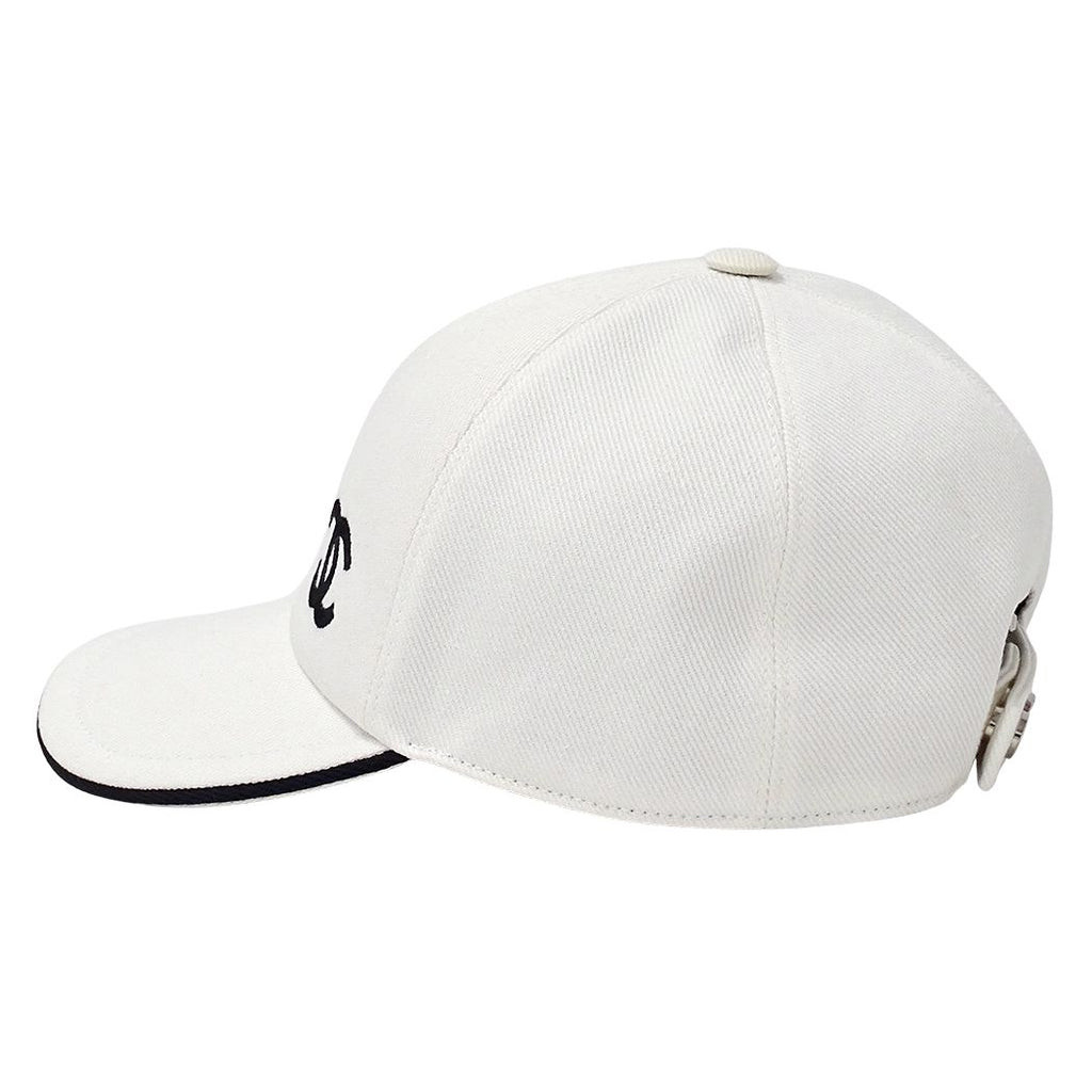 Chanel Cap Cotton White Baseball Cap Hat CC Logo — view 3
