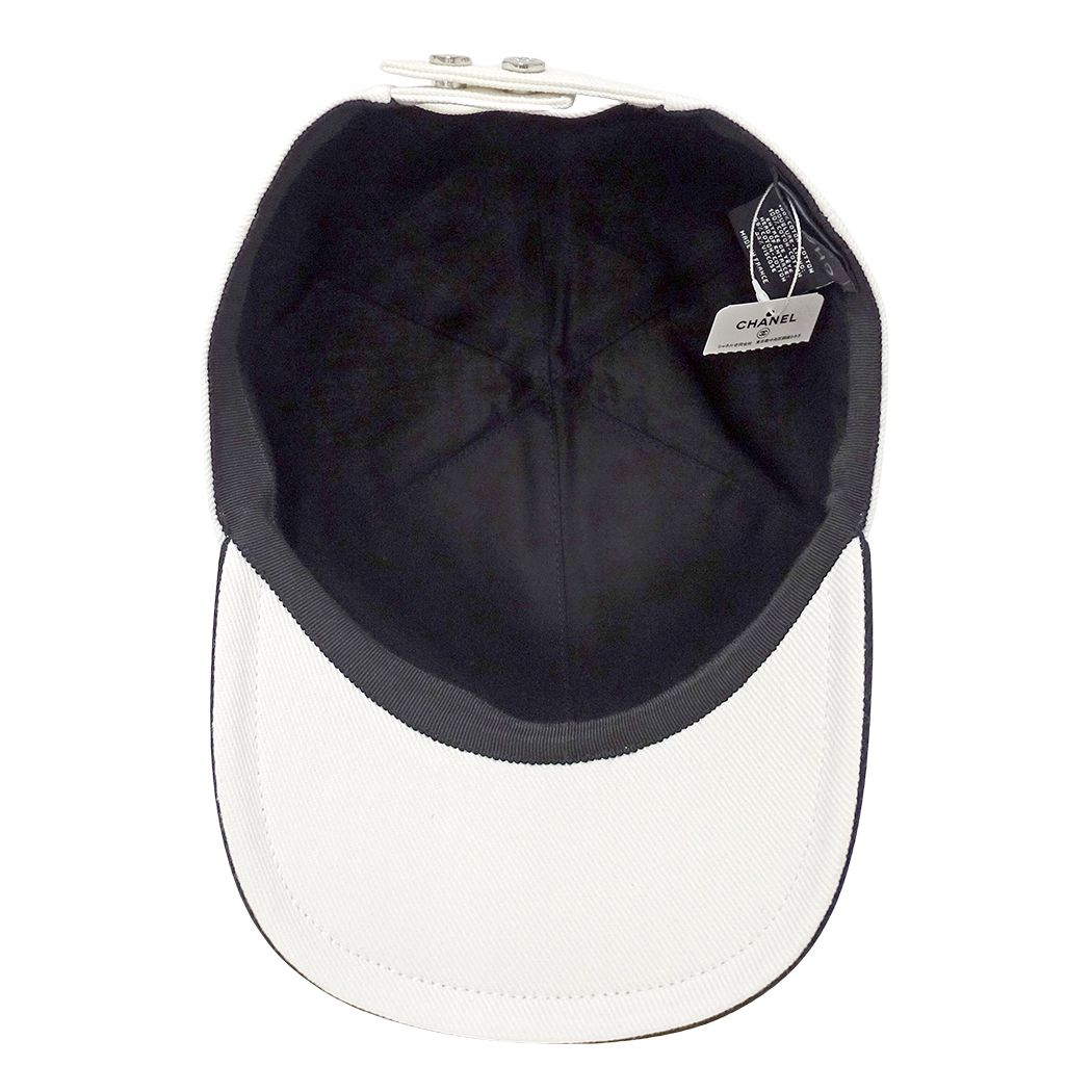 Chanel Cap Cotton White Baseball Cap Hat CC Logo — view 5
