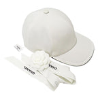 Chanel Cap Cotton White Baseball Cap Hat CC Logo — view 8