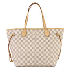 Louis Vuitton Damier Azur Neverfull MM Tote Bag White Rose Ballerine — view 3