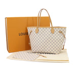 Louis Vuitton Damier Azur Neverfull MM Tote Bag White Rose Ballerine — view 2