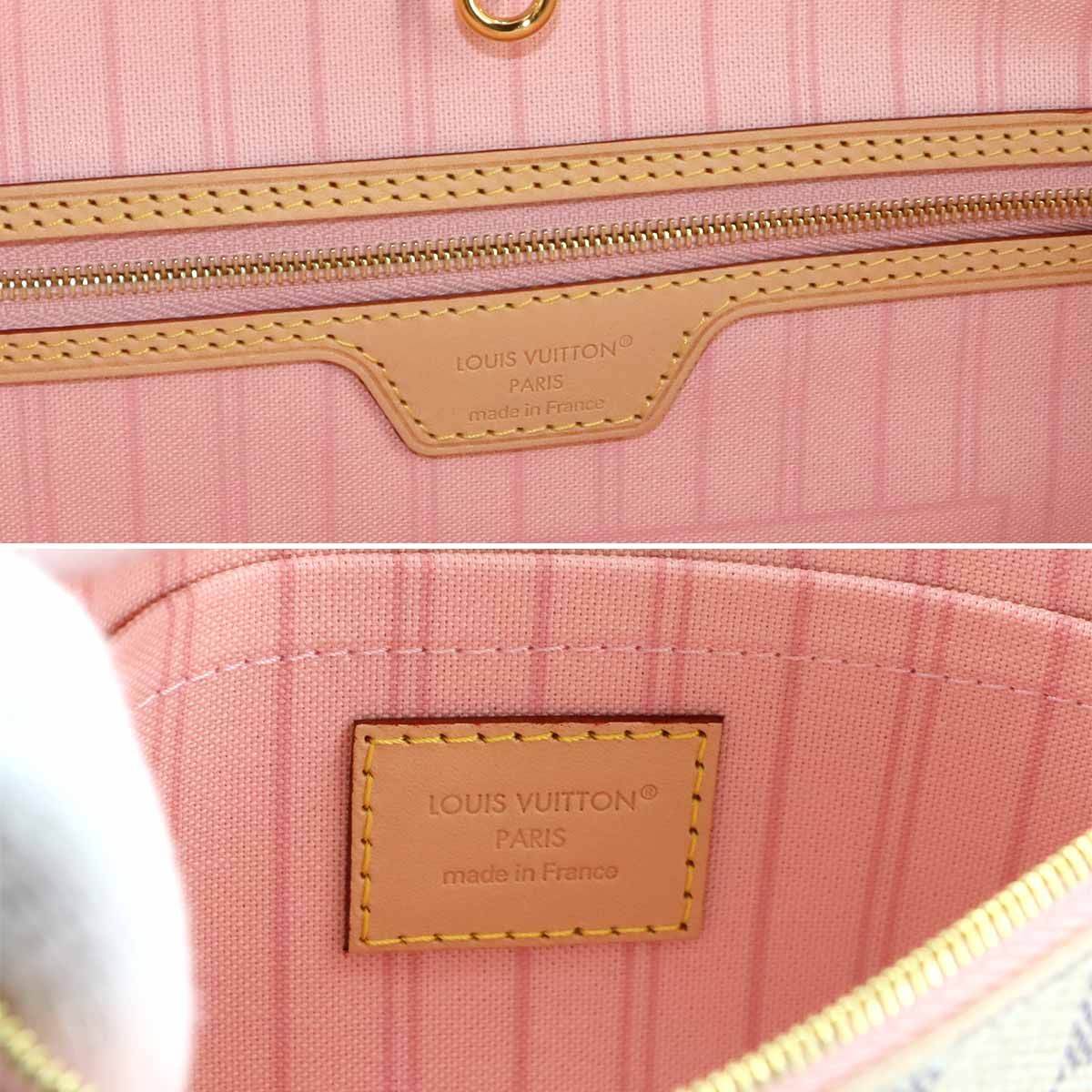 Louis Vuitton Damier Azur Neverfull MM Tote Bag White Rose Ballerine — view 8