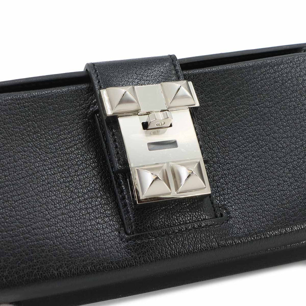 Hermes Neo Medor Clutch Chevre Chamkila Black Silver — view 8