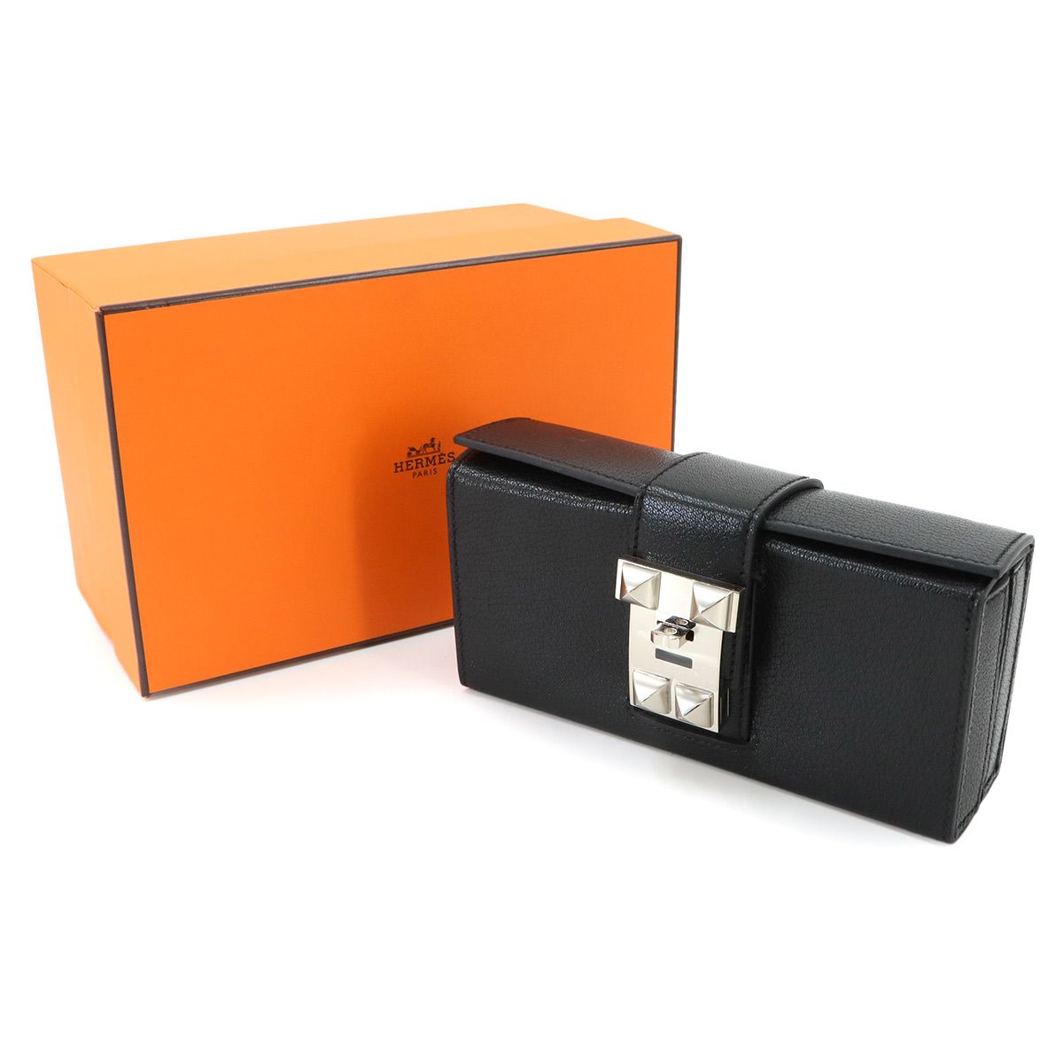 Hermes Neo Medor Clutch Chevre Chamkila Black Silver — view 2