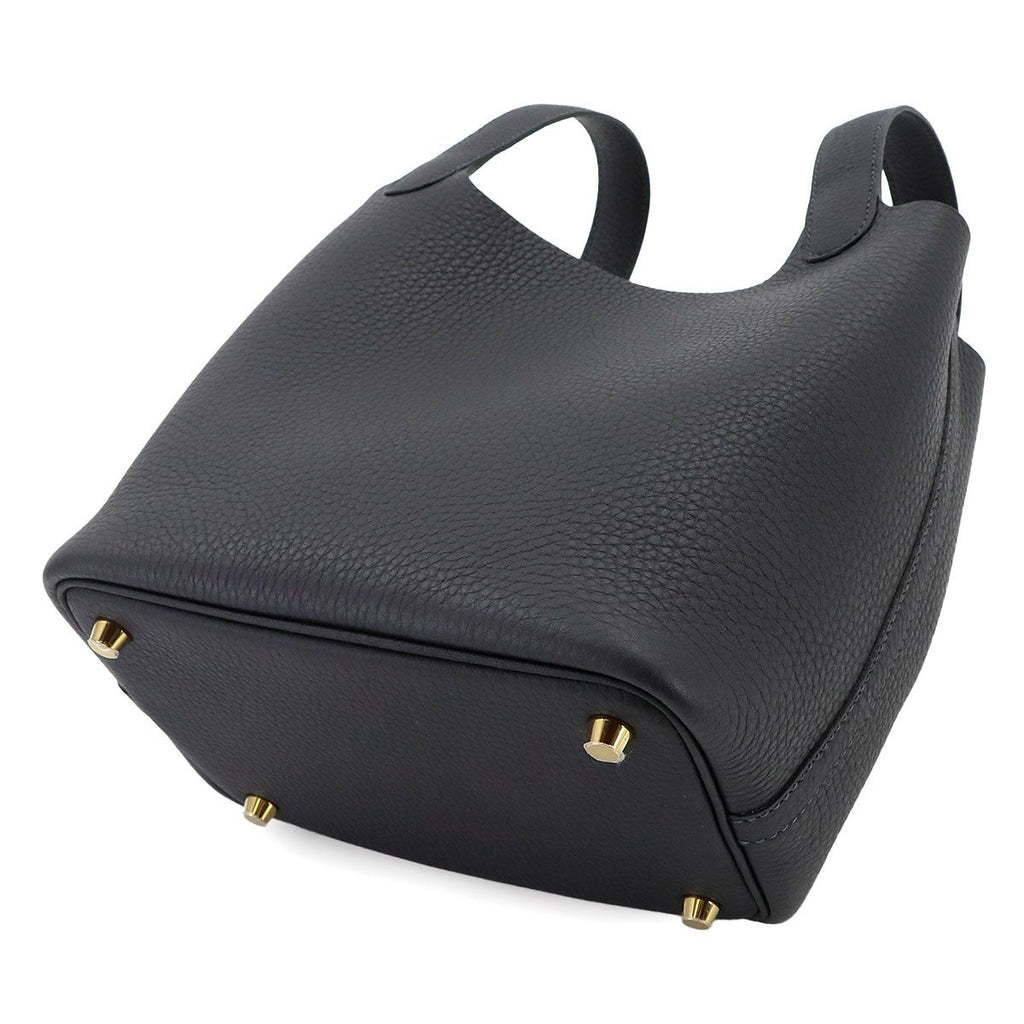 Hermes Picotin Lock PM Hand Bag Taurillon Clemence Cavern Gold — view 8