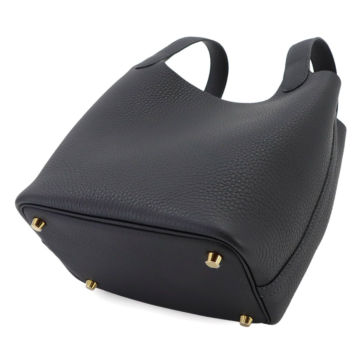 Hermes Picotin Lock PM Hand Bag Taurillon Clemence Cavern Gold — view 8
