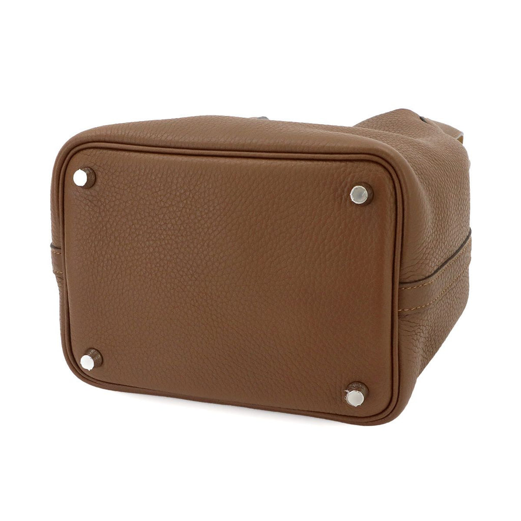 Hermes Picotin Lock Eclat 18 PM Hand Bag Taurillon Clemence Swift Halzan Biscuit — view 5