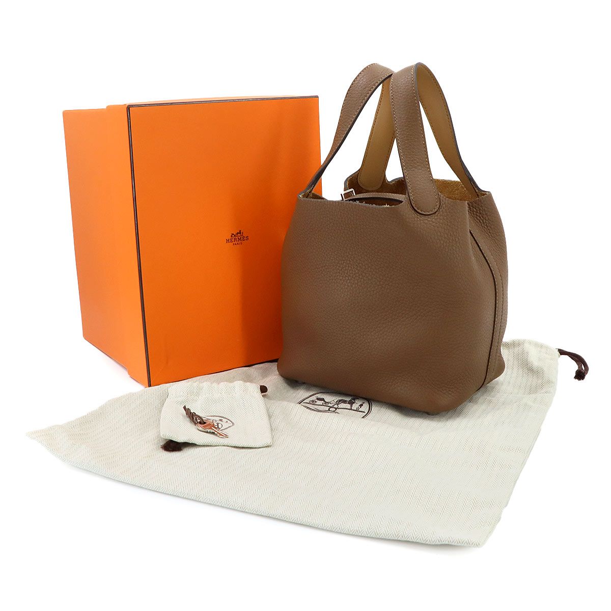 Hermes Picotin Lock Eclat 18 PM Hand Bag Taurillon Clemence Swift Halzan Biscuit — view 2