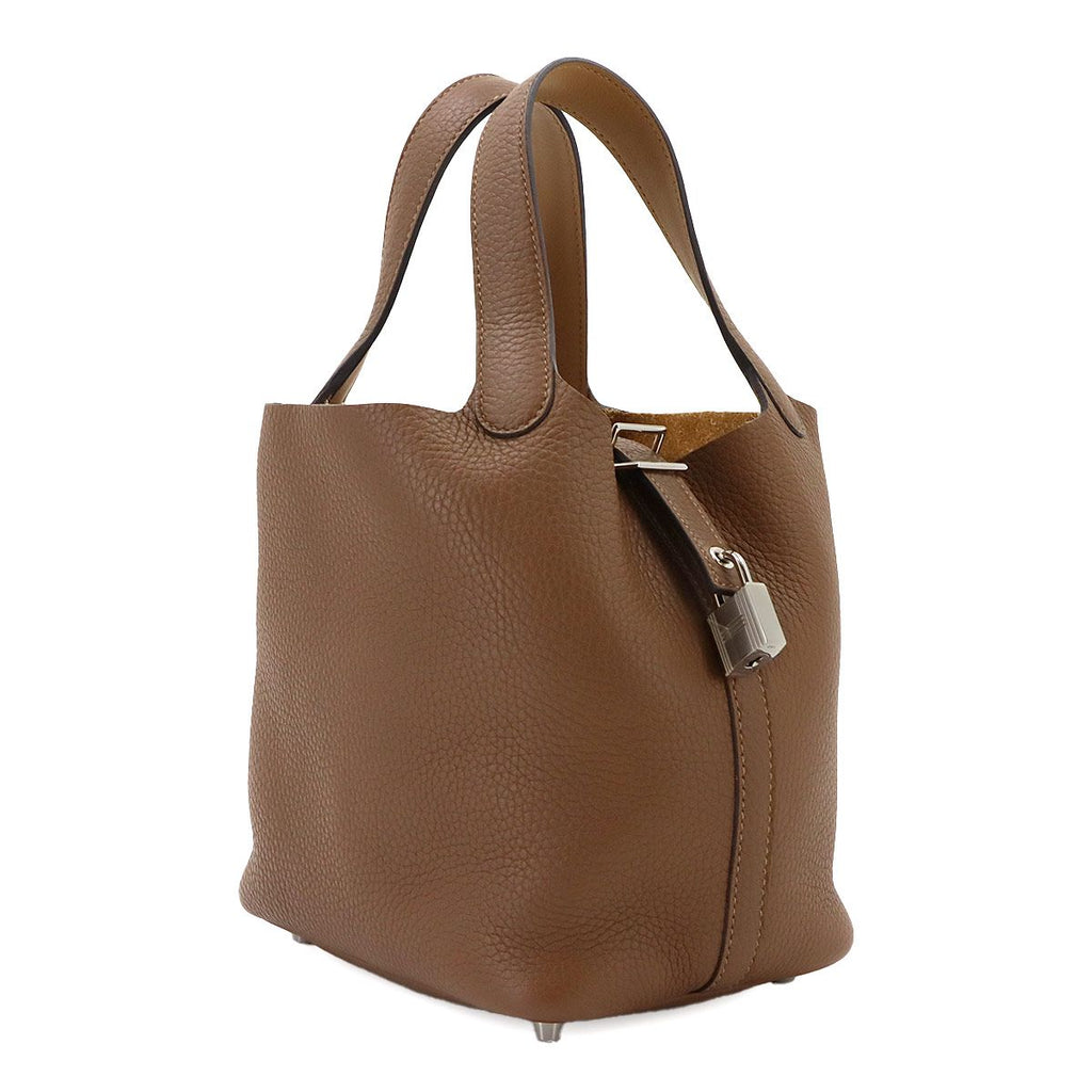 Hermes Picotin Lock Eclat 18 PM Hand Bag Taurillon Clemence Swift Halzan Biscuit — view 4