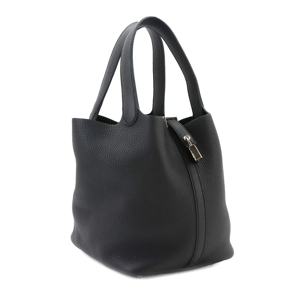 Hermes Picotin Lock 22 Hand Bag Taurillon Clemence Black Silver — view 3