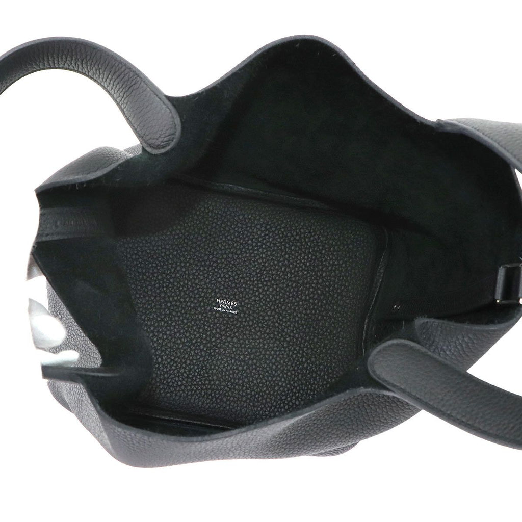 Hermes Picotin Lock 22 Hand Bag Taurillon Clemence Black Silver — view 6