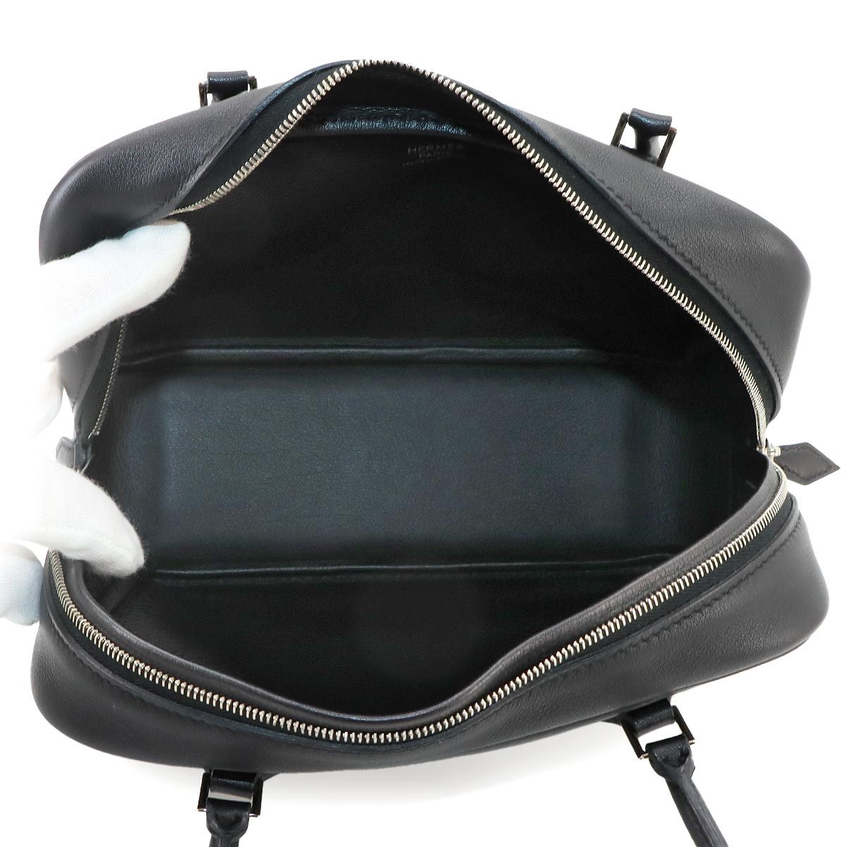 Hermes Mini Plume 20 Hand Bag Swift Black Silver 20 — view 7