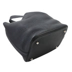 Hermes Picotin Lock MM Hand Bag Taurillon Clemence Black Stamp Silver — view 8