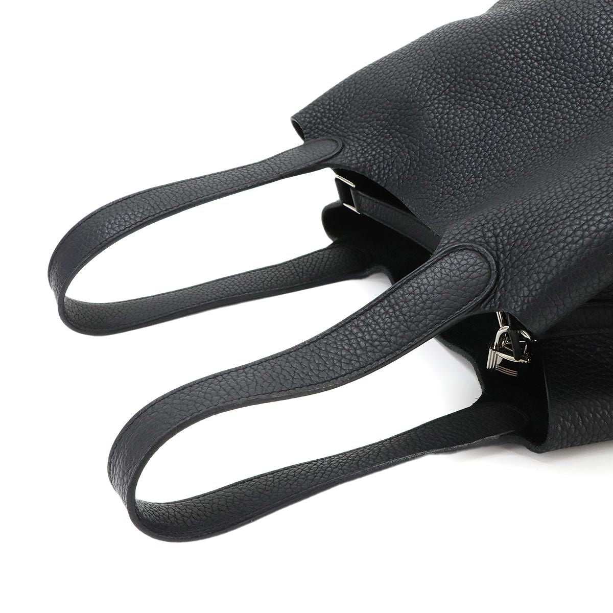 Hermes Picotin Lock MM Hand Bag Taurillon Clemence Black Stamp Silver — view 6