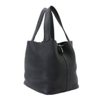 Hermes Picotin Lock MM Hand Bag Taurillon Clemence Black Stamp Silver — view 4