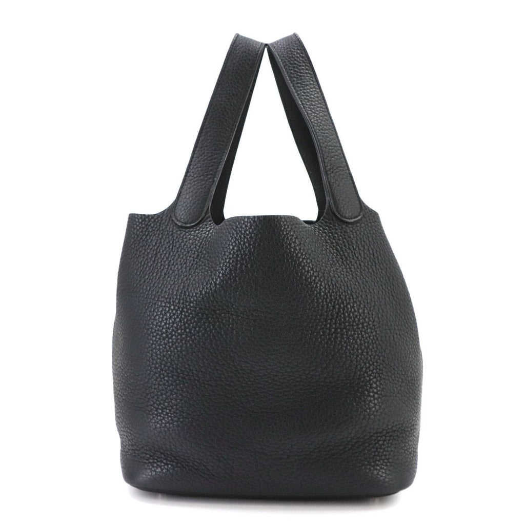 Hermes Picotin Lock MM Hand Bag Taurillon Clemence Black Stamp Silver — view 3