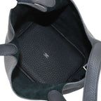Hermes Picotin Lock MM Hand Bag Taurillon Clemence Black Stamp Silver — view 7