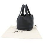Hermes Picotin Lock MM Hand Bag Taurillon Clemence Black Stamp Silver — view 2
