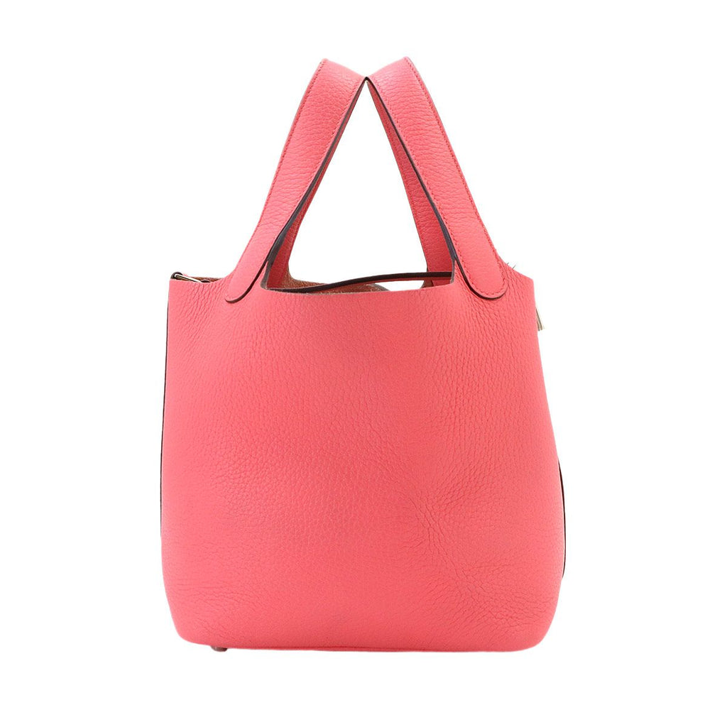 Hermes Picotin Lock PM Hand Bag Taurillon Clemence Rose Azalea Silver — view 2