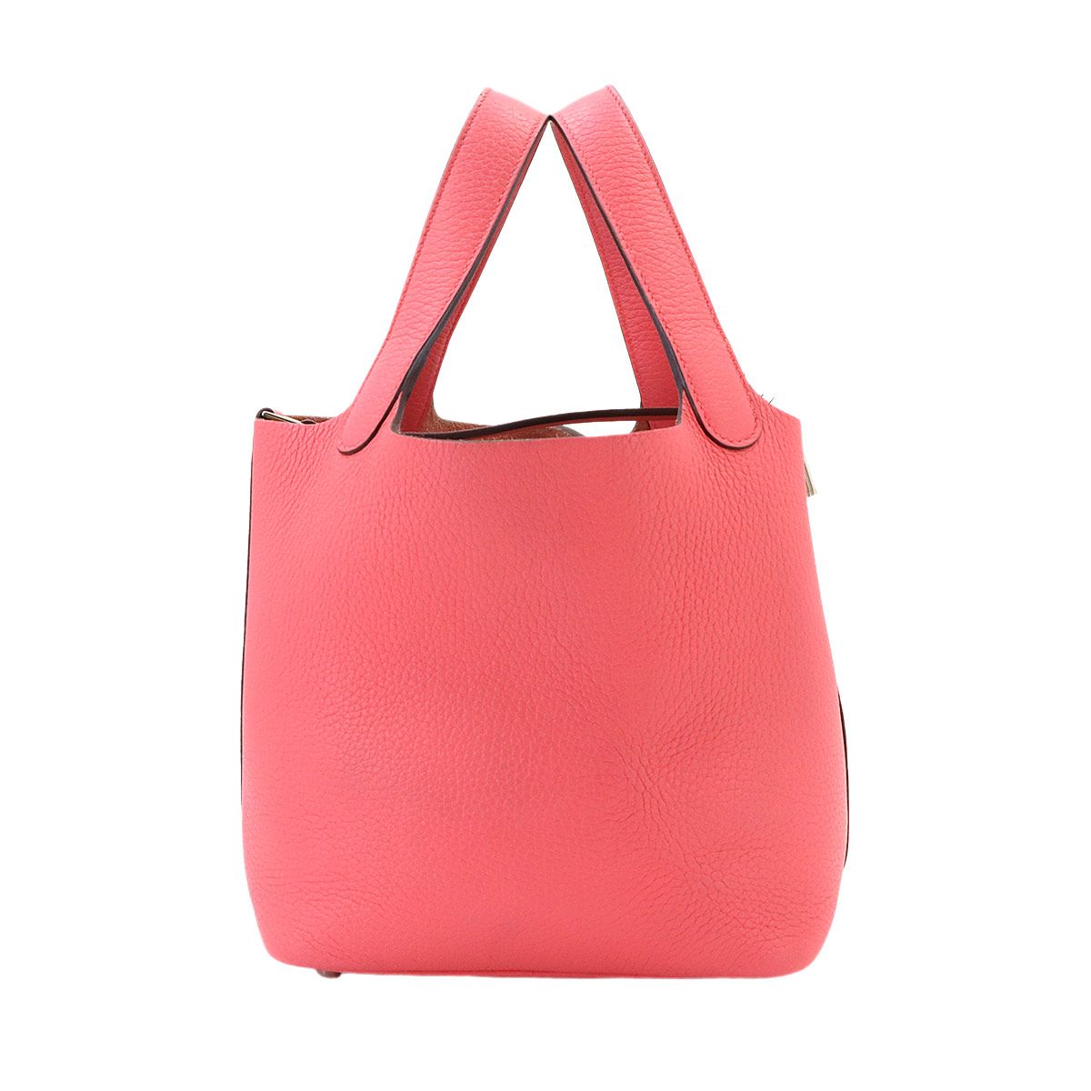 Hermes Picotin Lock PM Hand Bag Taurillon Clemence Rose Azalea Silver — view 2