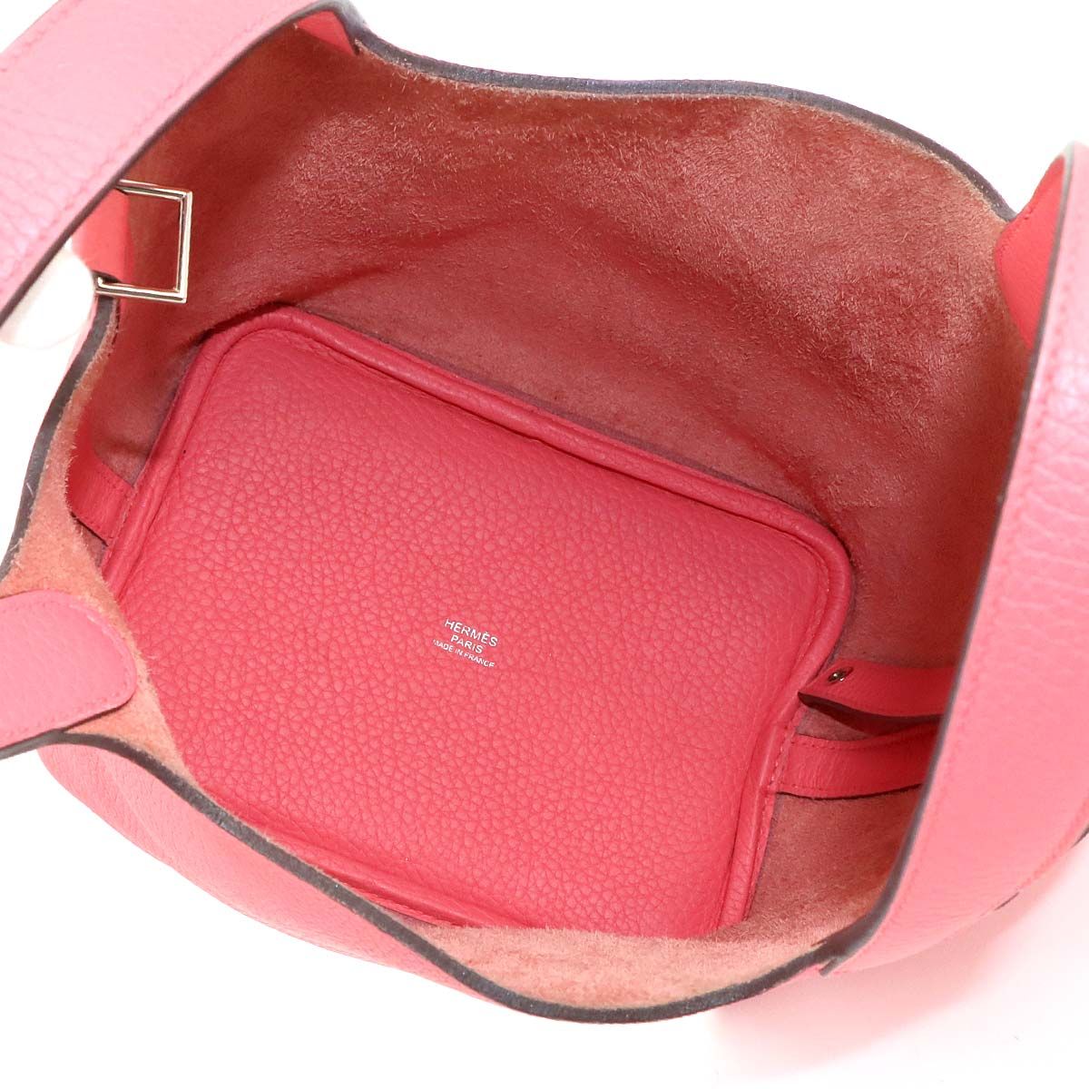 Hermes Picotin Lock PM Hand Bag Taurillon Clemence Rose Azalea Silver — view 6