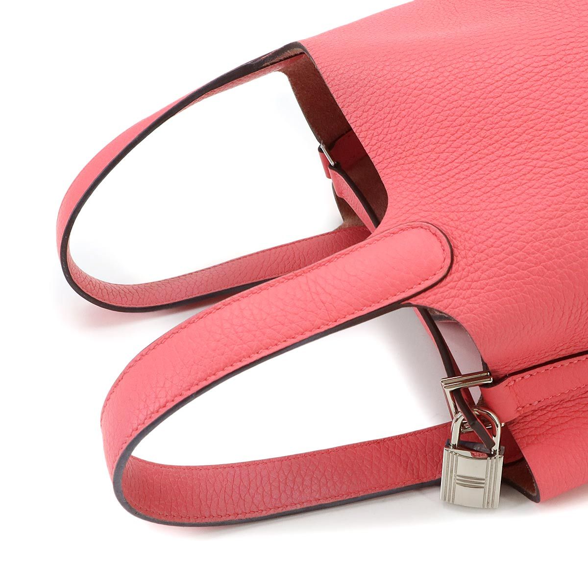 Hermes Picotin Lock PM Hand Bag Taurillon Clemence Rose Azalea Silver — view 5