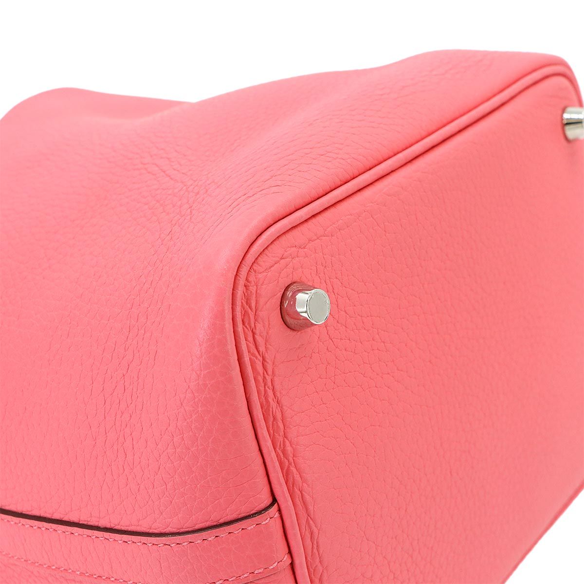 Hermes Picotin Lock PM Hand Bag Taurillon Clemence Rose Azalea Silver — view 7
