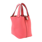 Hermes Picotin Lock PM Hand Bag Taurillon Clemence Rose Azalea Silver — view 3