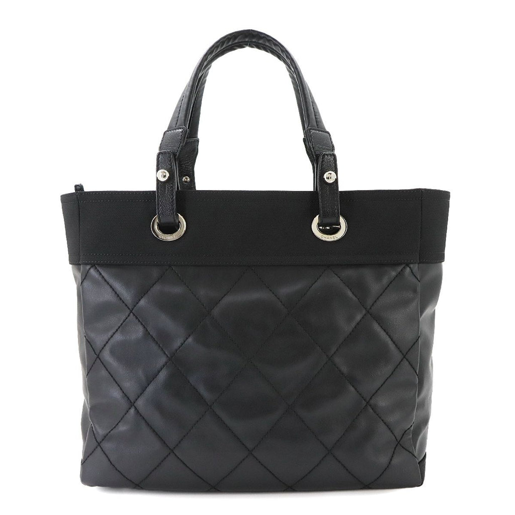 Chanel Paris Biarritz MM Tote Bag Nylon Leather Black — view 2