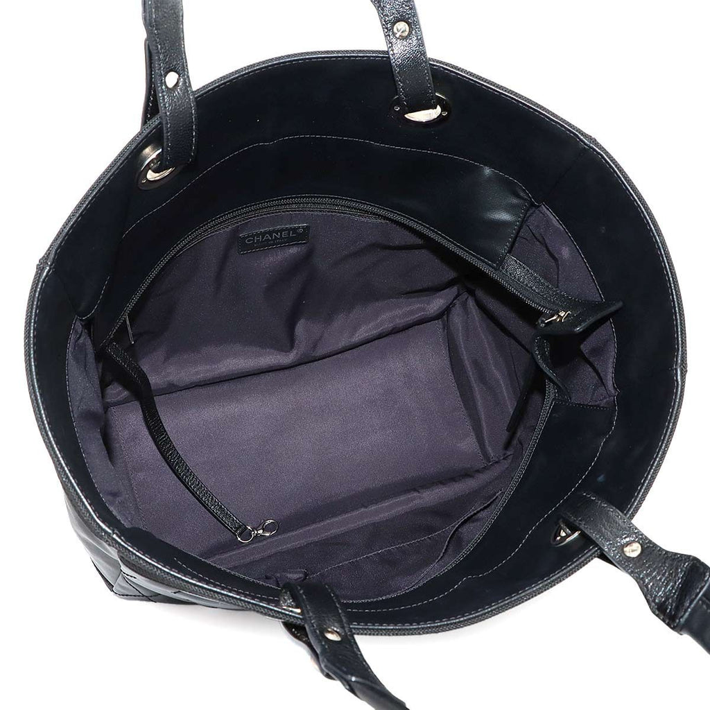 Chanel Paris Biarritz MM Tote Bag Nylon Leather Black — view 6