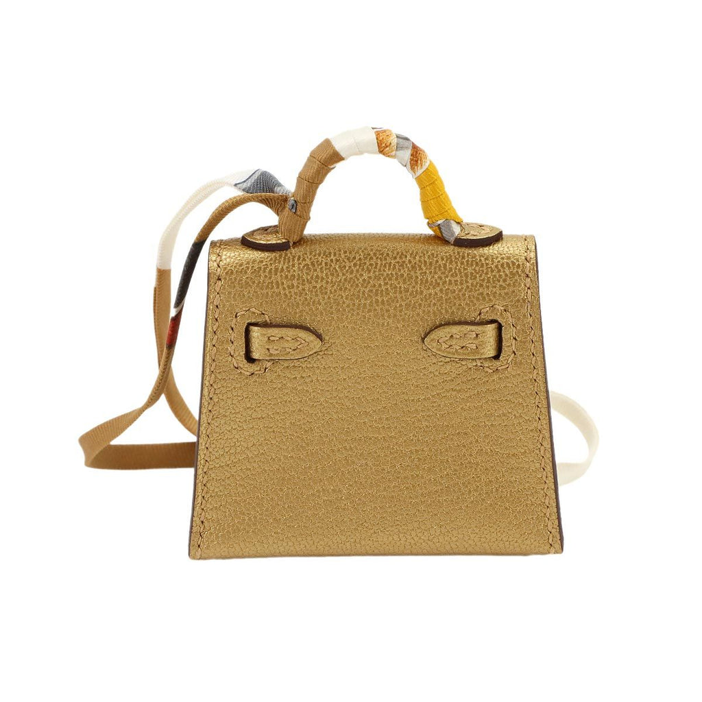 Hermes Kelly Twilly Mini Bag Charm Chevre Gold — view 3