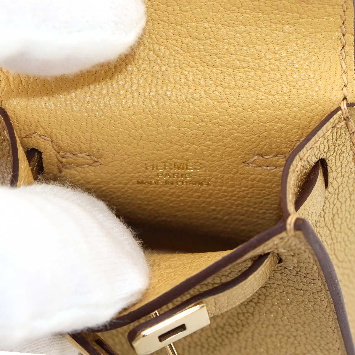 Hermes Kelly Twilly Mini Bag Charm Chevre Gold — view 8