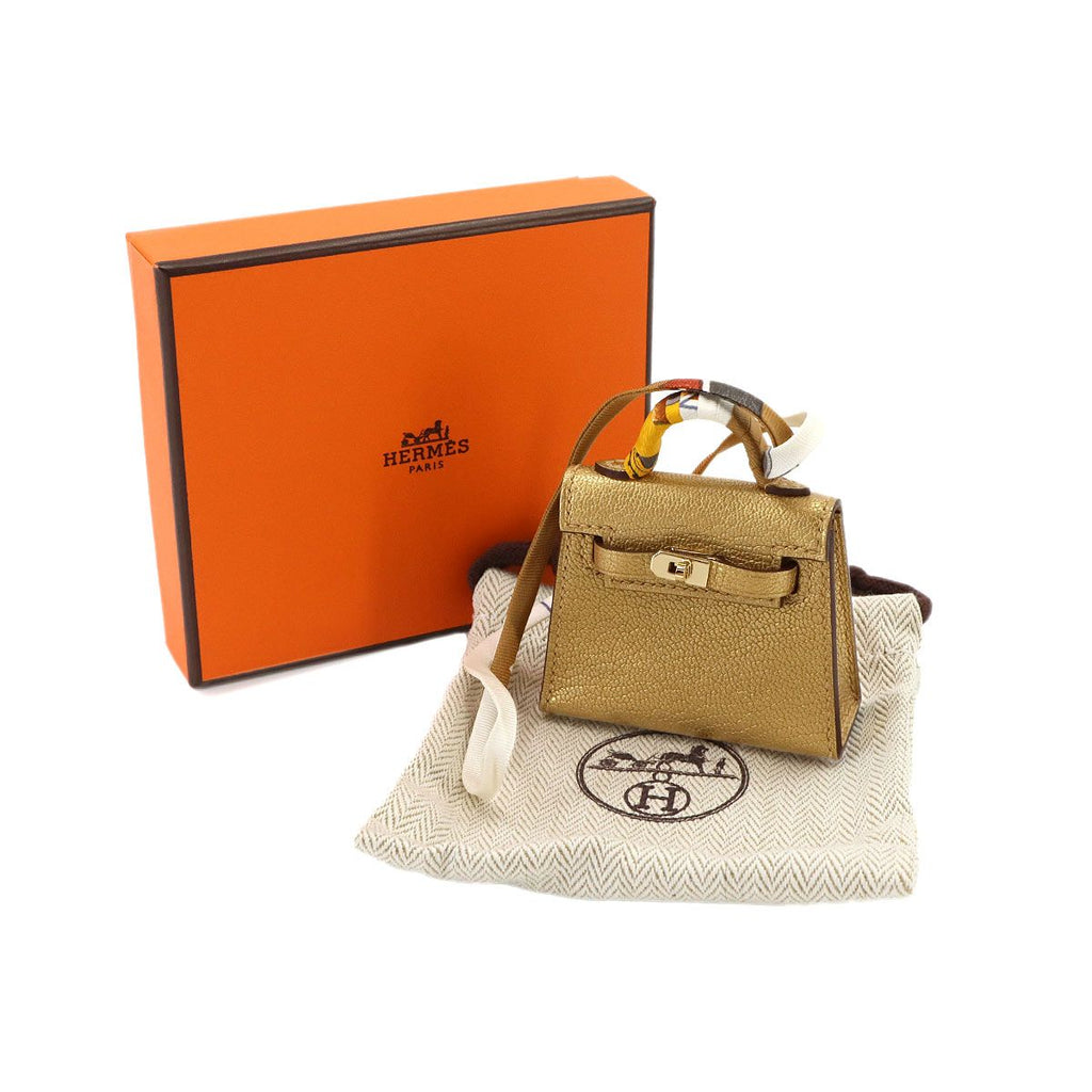 Hermes Kelly Twilly Mini Bag Charm Chevre Gold — view 2