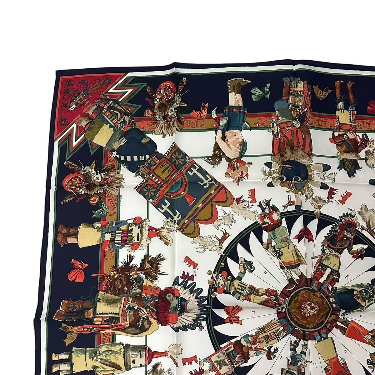 Hermes Scarf Carre 90 Silk Kachinas Navy — view 3