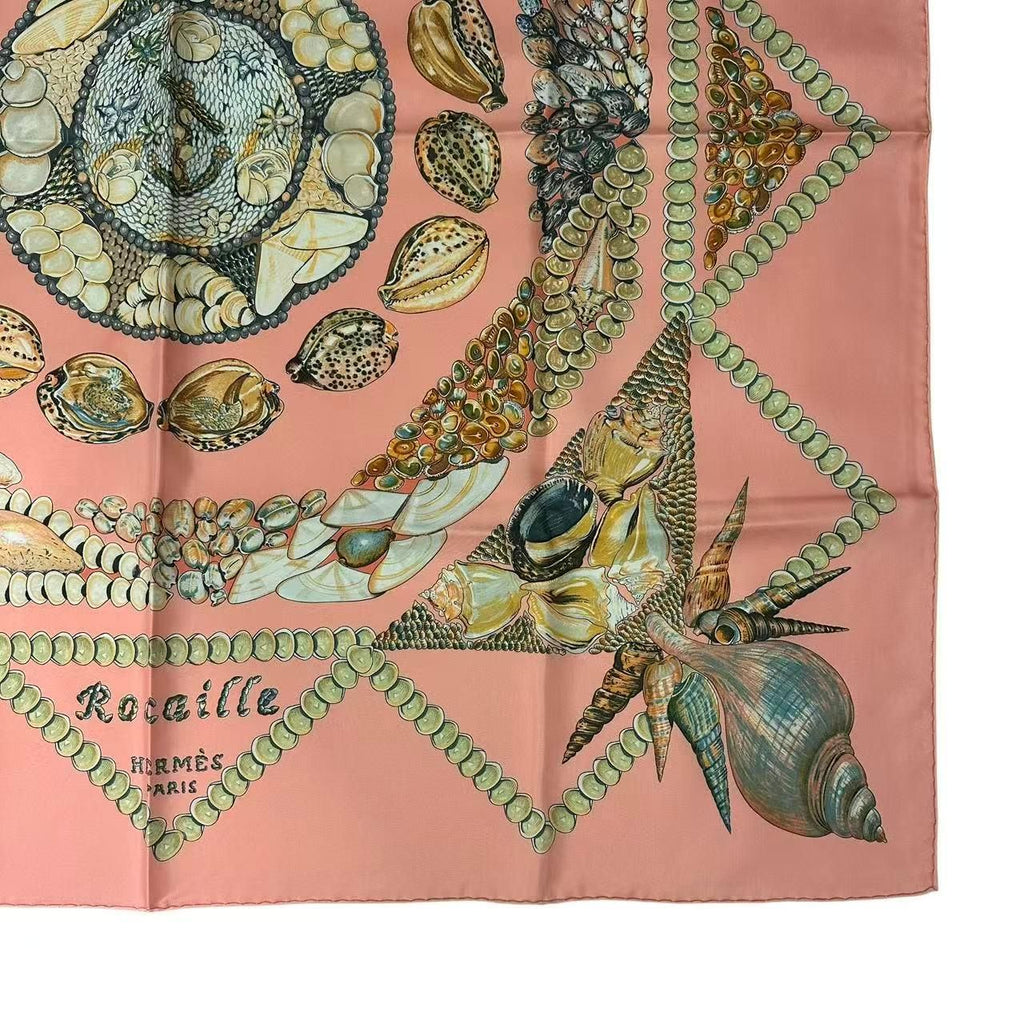 Hermes Carre 90 Scarf Rocaille Seashell Silk Pink — view 6