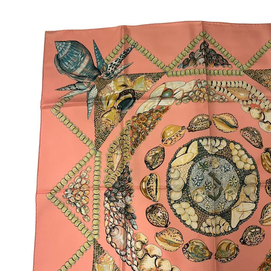 Hermes Carre 90 Scarf Rocaille Seashell Silk Pink — view 3