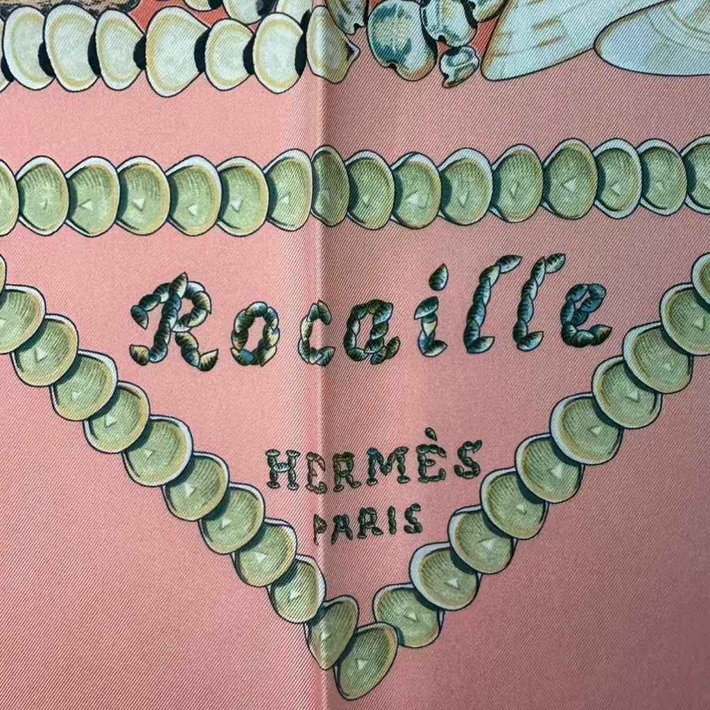Hermes Carre 90 Scarf Rocaille Seashell Silk Pink — view 8