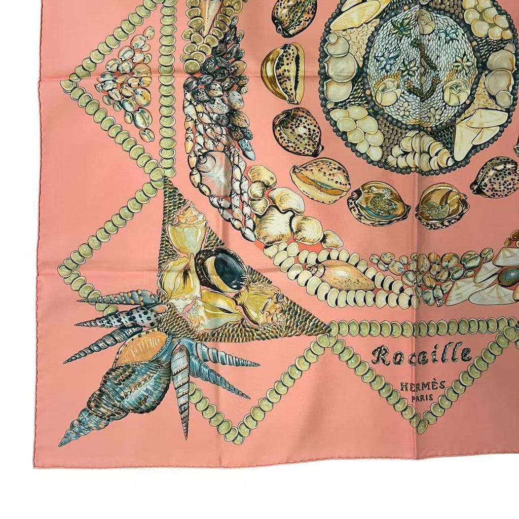 Hermes Carre 90 Scarf Rocaille Seashell Silk Pink — view 5
