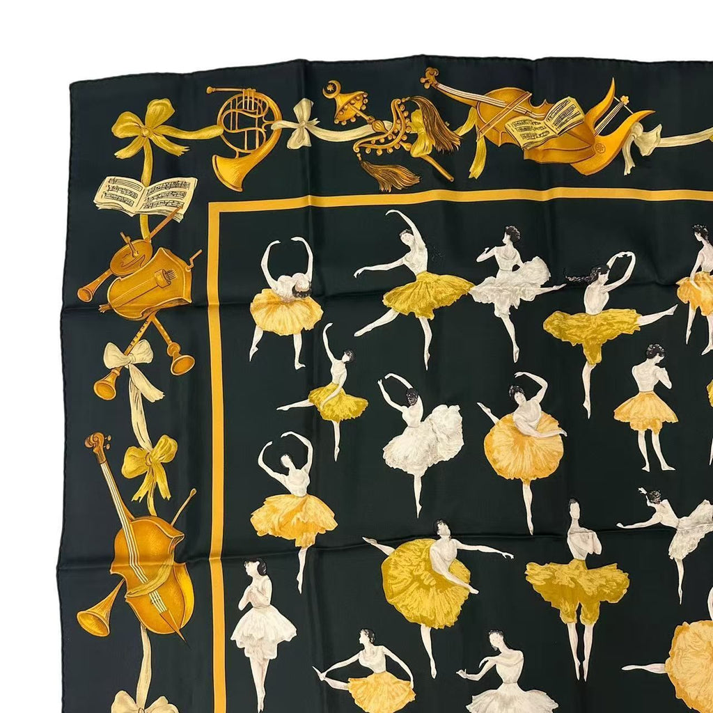 Hermes Carre 90 Silk Scarf la Danse la Dance Ballerina Black — view 3