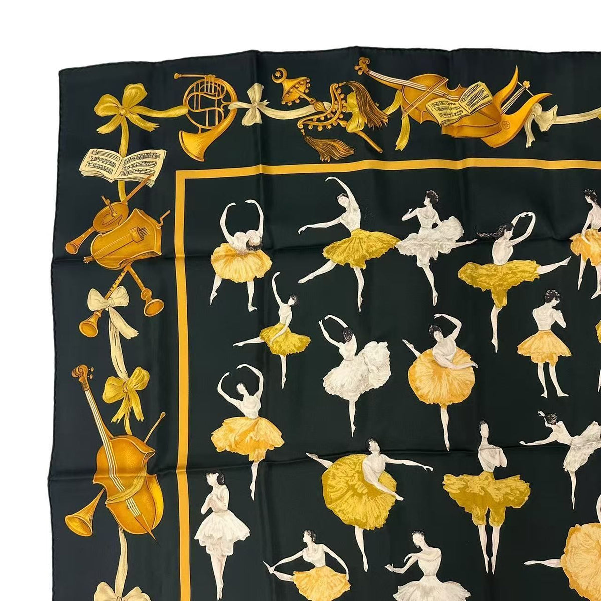 Hermes Carre 90 Silk Scarf la Danse la Dance Ballerina Black — view 3