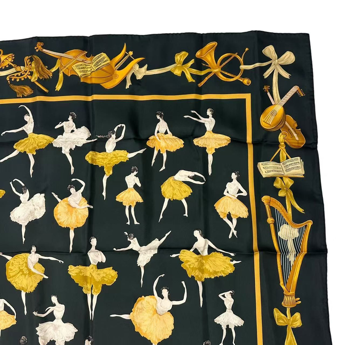 Hermes Carre 90 Silk Scarf la Danse la Dance Ballerina Black — view 4