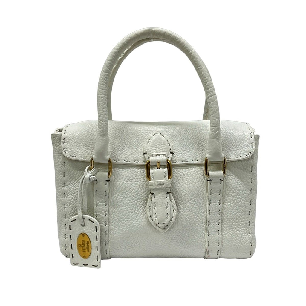 Fendi Handbageria Selleria Linda Bag White Leather